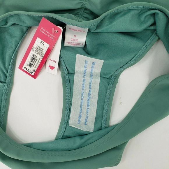 Cheeky Bikini Swim Bottom Sage Juniors 15/17 Womens 12/14 Ruched Cinched Back - Picture 10 of 12